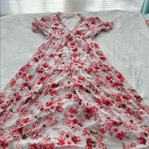 Floral Red and White Women's Casual Dress